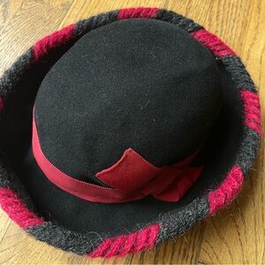 Jan Leslie Custom Design Vintage Coquette French Breton Hat Wool Vintage Black